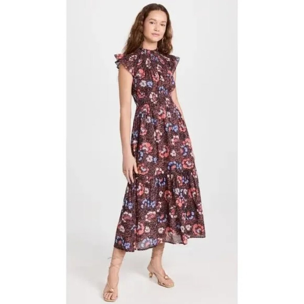 Cleobella Kyah Calista Floral Flutter Sleeve Ankle midi Dress